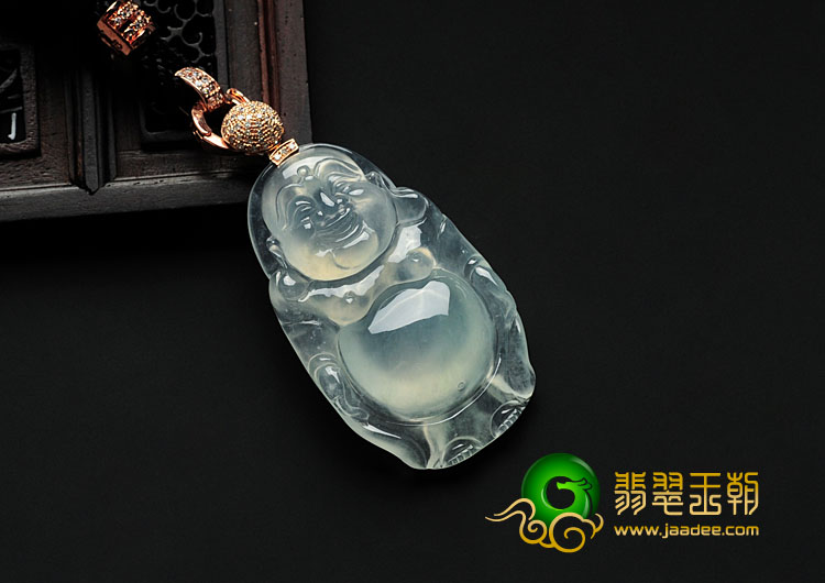 冰玻种晴水缅甸翡翠站佛挂件