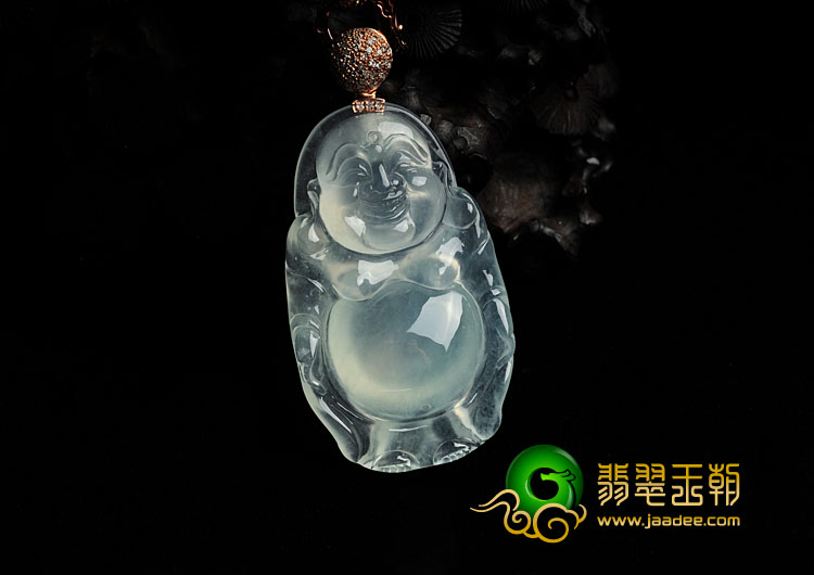 冰玻种晴水缅甸翡翠站佛挂件