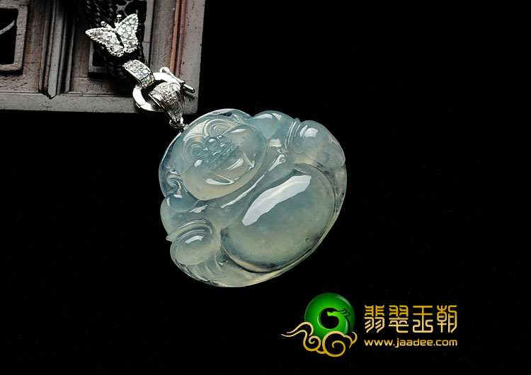冰种晴水缅甸翡翠玉佛挂件