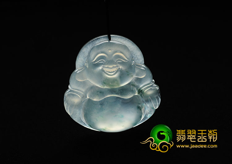 冰玻种飘花缅甸翡翠玉佛挂件