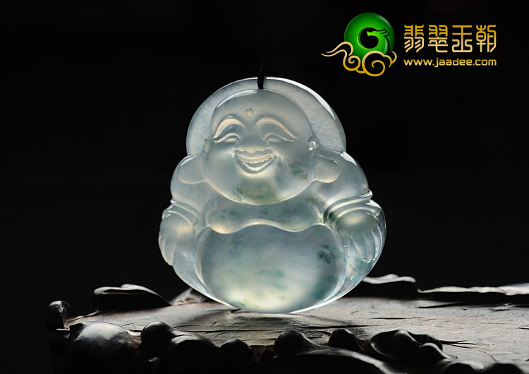 冰玻种飘花缅甸翡翠玉佛挂件