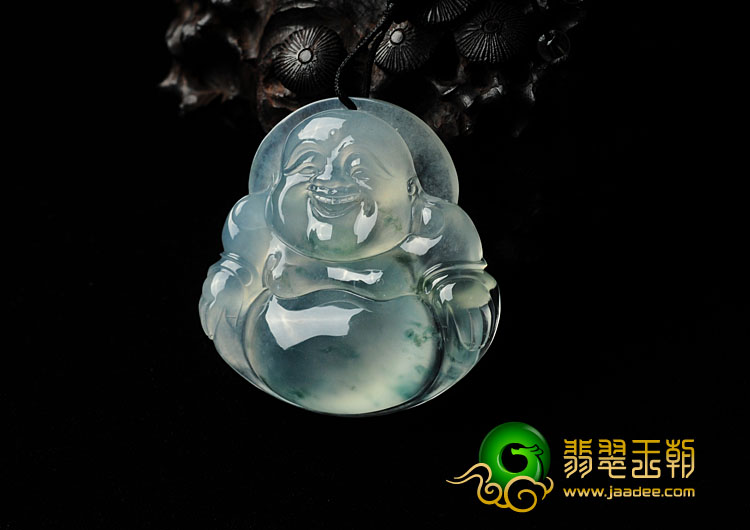 冰玻种飘花缅甸翡翠玉佛挂件