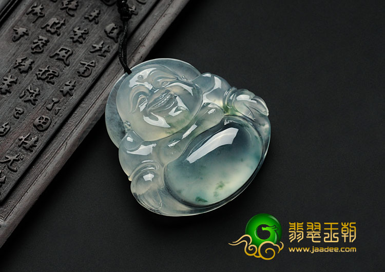冰玻种飘花缅甸翡翠玉佛挂件