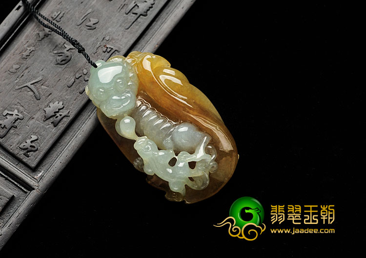 糯冰种褐黄翡缅甸翡翠望子成龙挂件