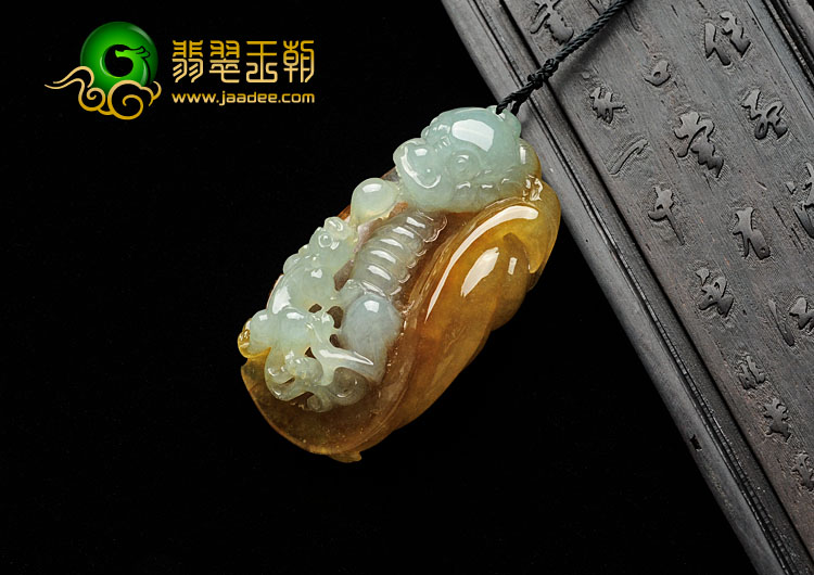 糯冰种褐黄翡缅甸翡翠望子成龙挂件