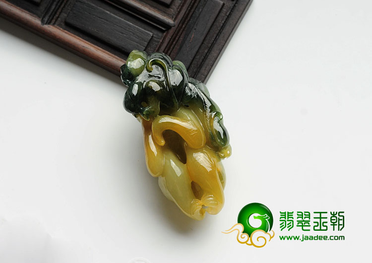 细糯种黄翡飘花缅甸翡翠代代封侯挂件