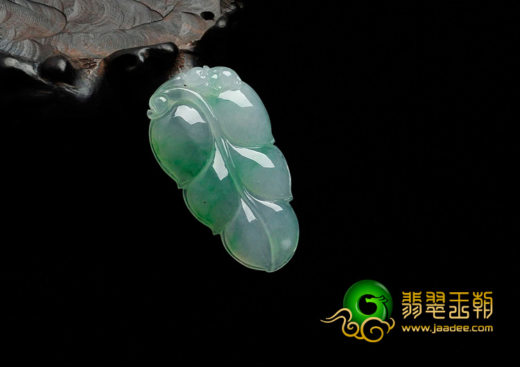 冰种飘翠缅甸翡翠叶子挂件