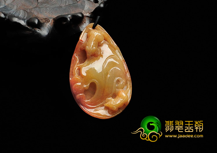 糯冰种红黄翡缅甸翡翠玉鼠运财挂件
