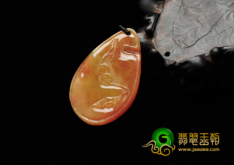 糯冰种红黄翡缅甸翡翠玉鼠运财挂件