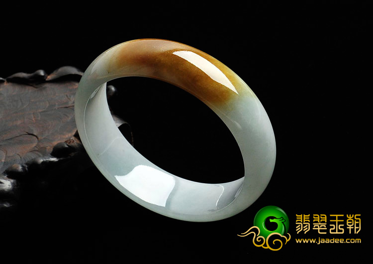 糯冰种黄翡缅甸翡翠手镯（57.6mm）