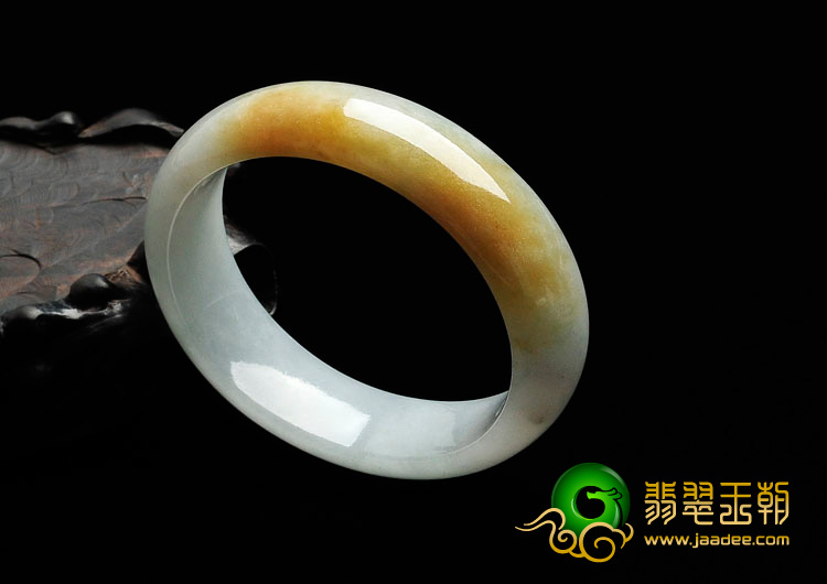 糯冰种黄翡缅甸翡翠贵妃镯（51.5mm-46mm）
