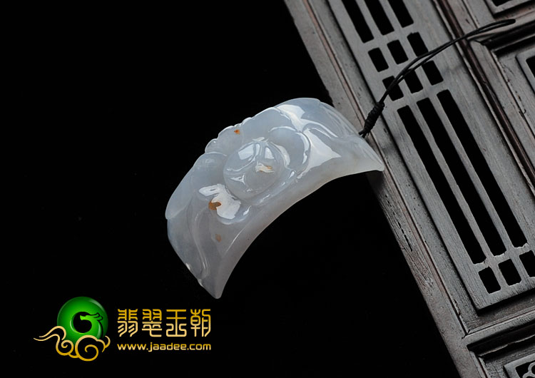 糯冰种飘红花缅甸翡翠一品清莲挂件/手环片