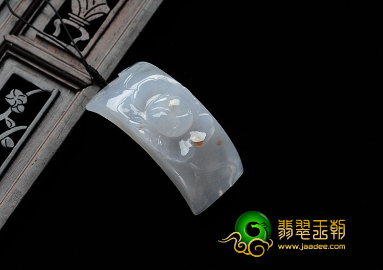 糯冰种飘红花缅甸翡翠一品清莲挂件/手环片