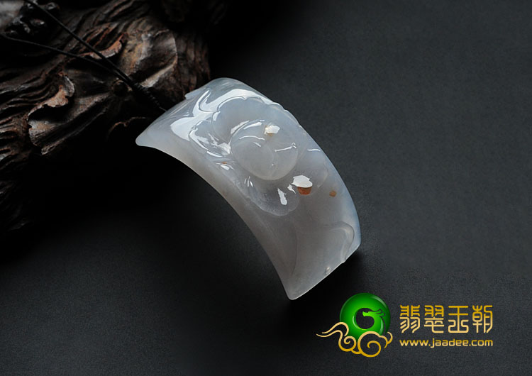 糯冰种飘红花缅甸翡翠一品清莲挂件/手环片