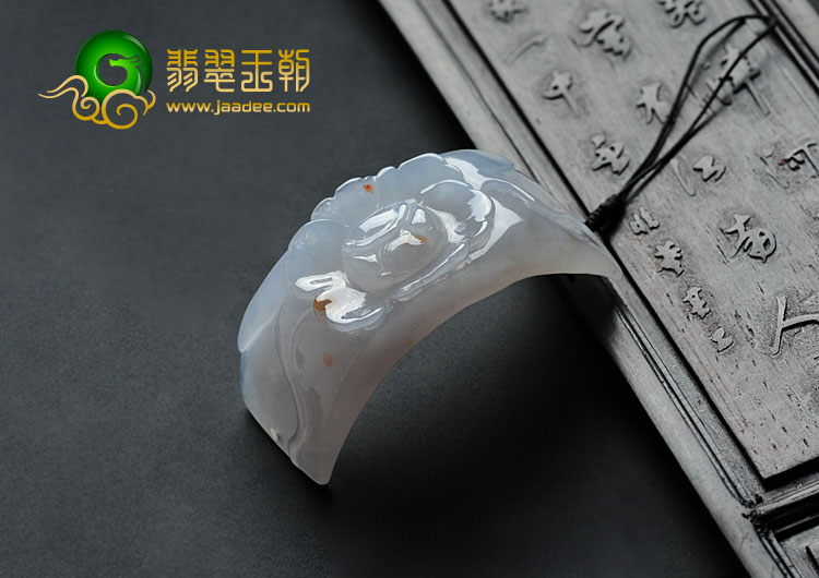 糯冰种飘红花缅甸翡翠一品清莲挂件/手环片