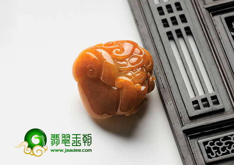 糯冰种红黄翡缅甸翡翠鼠数钱挂件