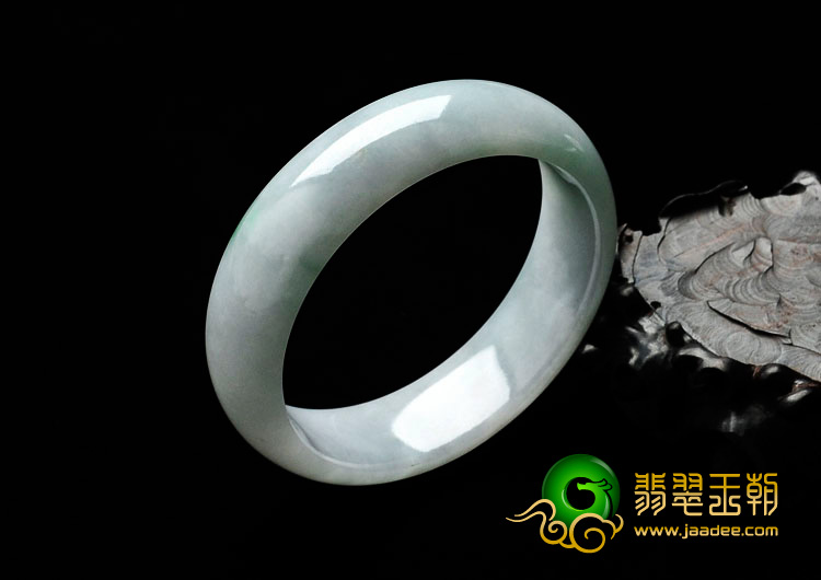 糯冰种飘翠缅甸翡翠手镯（55mm）