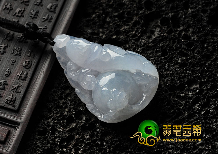 糯冰种淡紫罗兰缅甸翡翠财源滚滚挂件