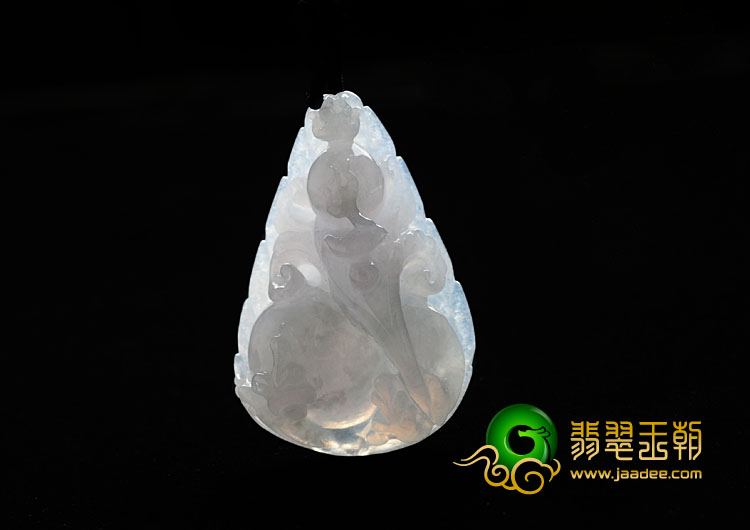 糯冰种淡紫罗兰缅甸翡翠财源滚滚挂件