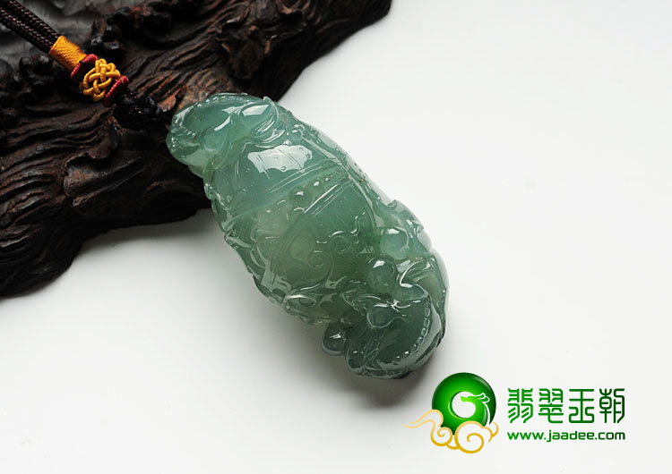 冰种蓝晴水缅甸翡翠聚宝盆挂件