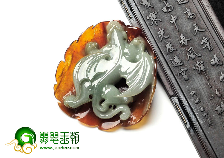 糯冰种褐红翡缅甸翡翠福龙挂件
