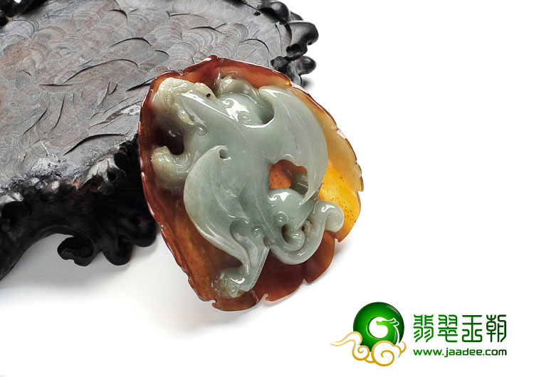 糯冰种褐红翡缅甸翡翠福龙挂件