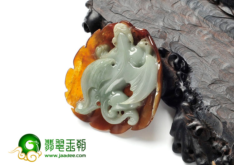 糯冰种褐红翡缅甸翡翠福龙挂件