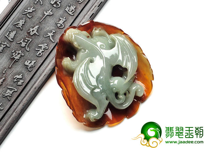 糯冰种褐红翡缅甸翡翠福龙挂件