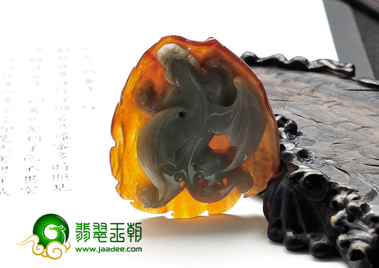 糯冰种褐红翡缅甸翡翠福龙挂件