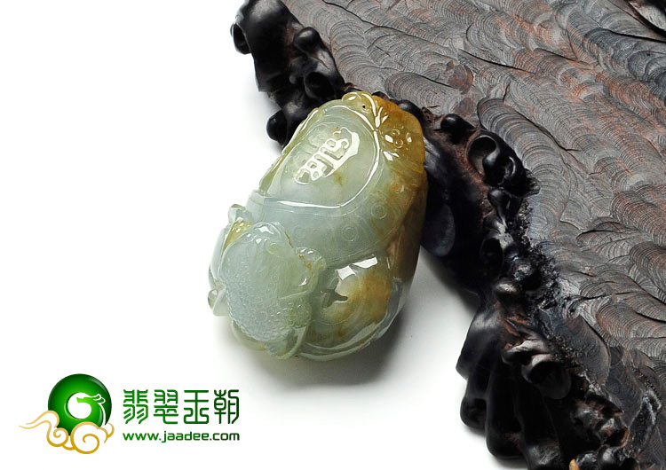 (超值推荐)冰种淡黄翡缅甸翡翠招财进宝挂件