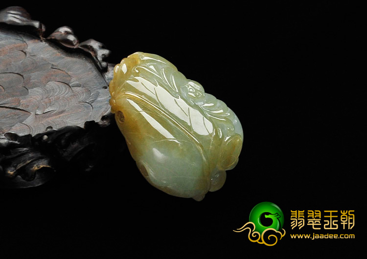 (超值推荐)冰种淡黄翡缅甸翡翠招财进宝挂件