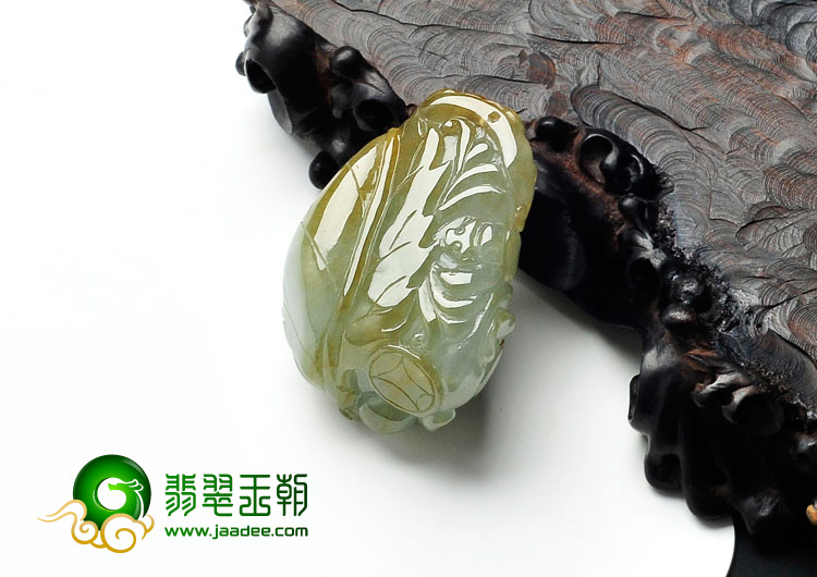 (超值推荐)冰种淡黄翡缅甸翡翠招财进宝挂件