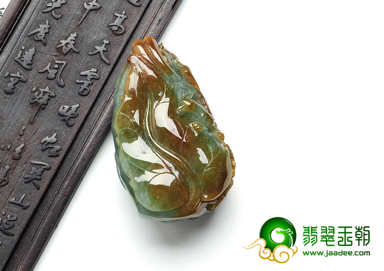 糯冰种褐黄翡缅甸翡翠鸟语花香挂件