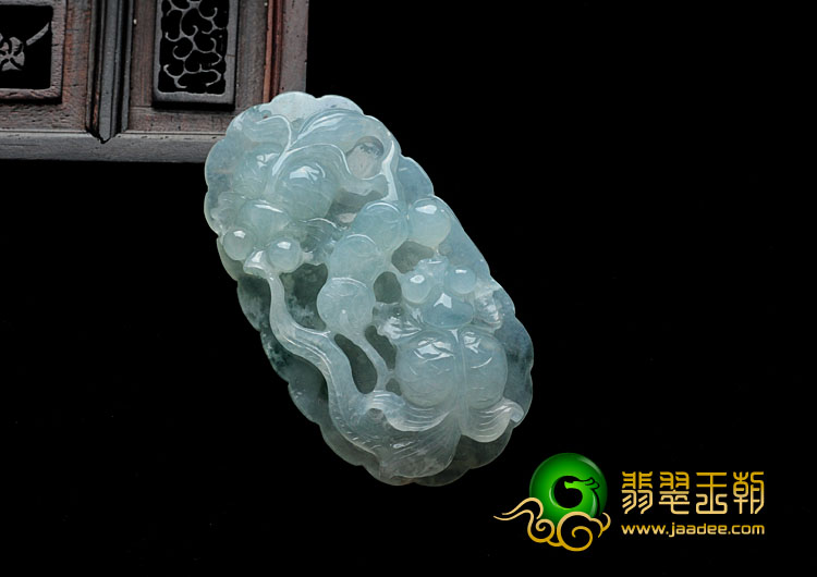 糯冰种晴水略飘花缅甸翡翠金玉满堂挂件