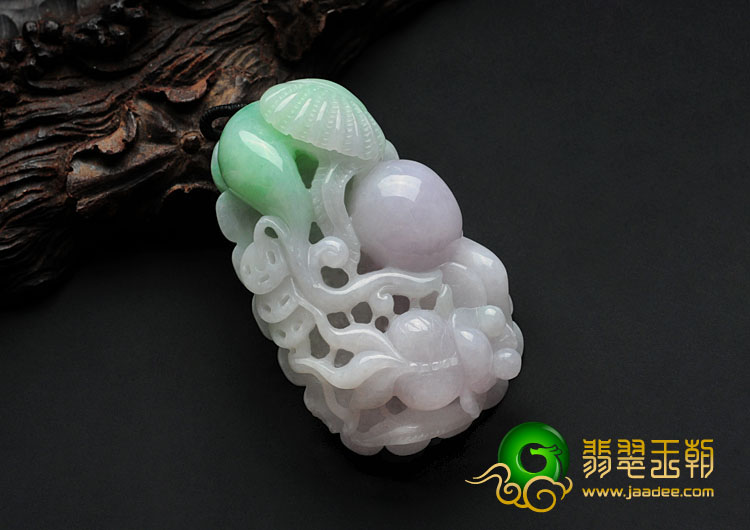 糯冰种春带彩缅甸翡翠金玉满堂挂件