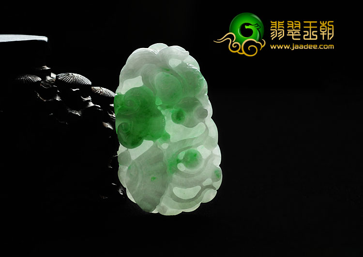 糯冰种翠色缅甸翡翠金玉满堂挂件