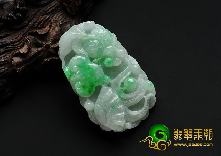 糯冰种翠色缅甸翡翠金玉满堂挂件