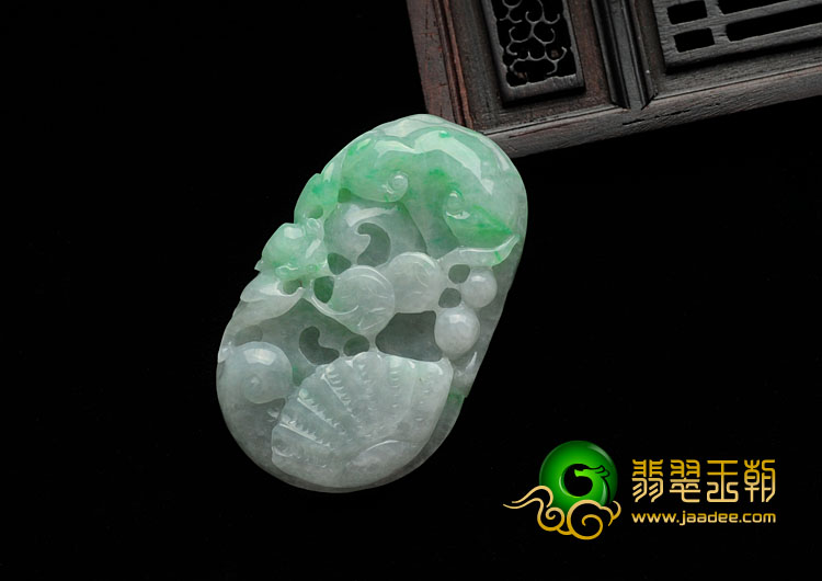 糯冰种翠色缅甸翡翠金玉满堂挂件