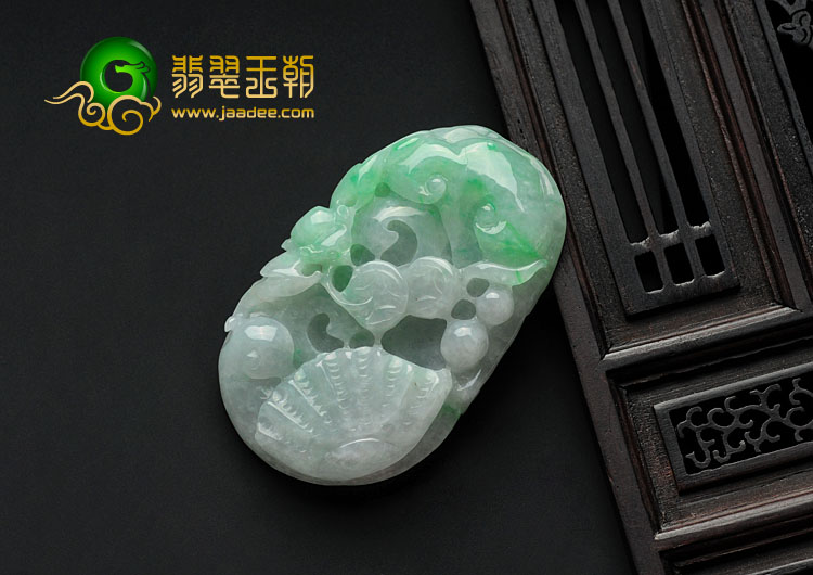 糯冰种翠色缅甸翡翠金玉满堂挂件