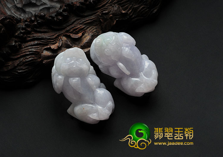 糯冰种春带彩缅甸翡翠貔貅挂件（单价）
