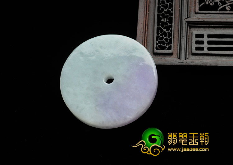 糯冰种春带彩缅甸翡翠平安扣挂件