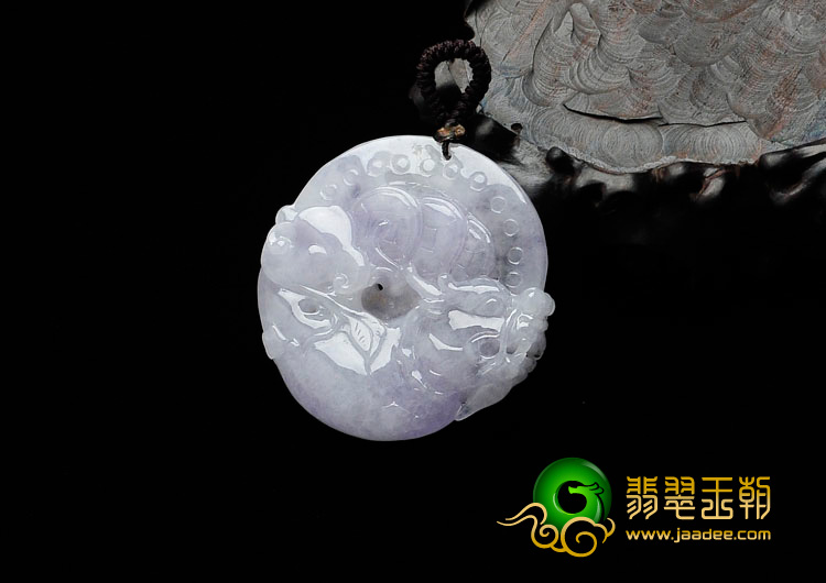 糯冰种紫罗兰缅甸翡翠鱼龙挂件
