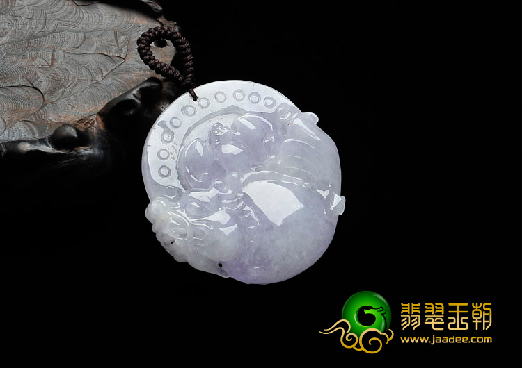 糯冰种紫罗兰缅甸翡翠鱼龙挂件