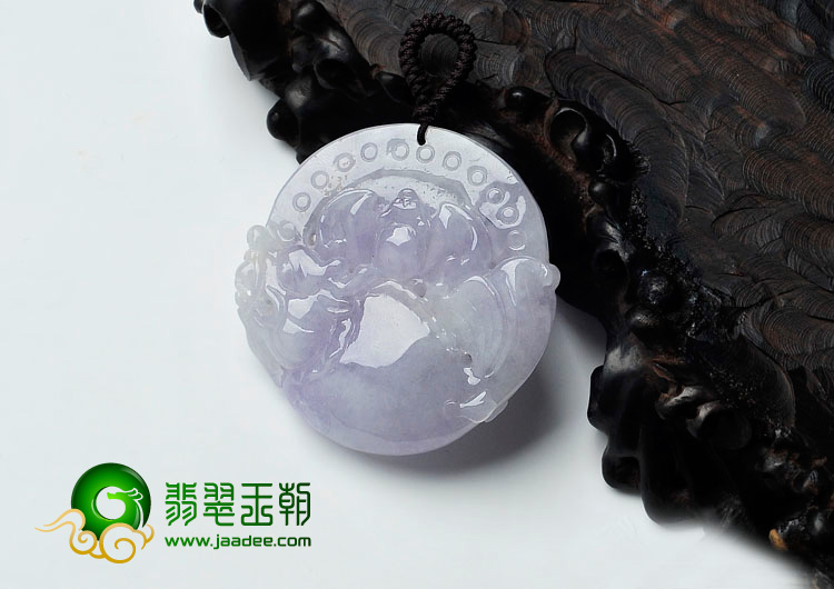 糯冰种紫罗兰缅甸翡翠鱼龙挂件