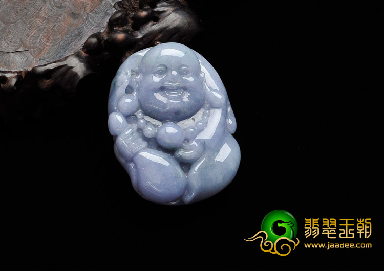 细糯种紫罗兰略飘花缅甸翡翠布袋和尚挂件