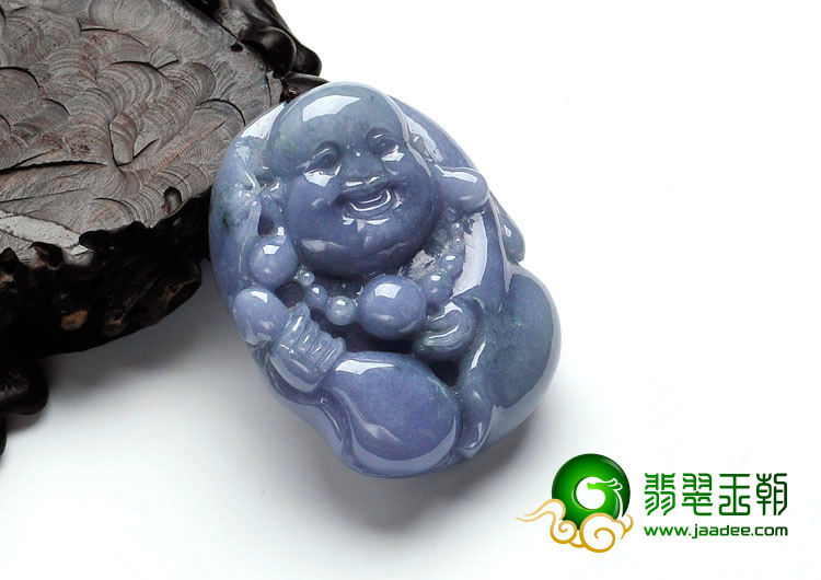 细糯种紫罗兰略飘花缅甸翡翠布袋和尚挂件