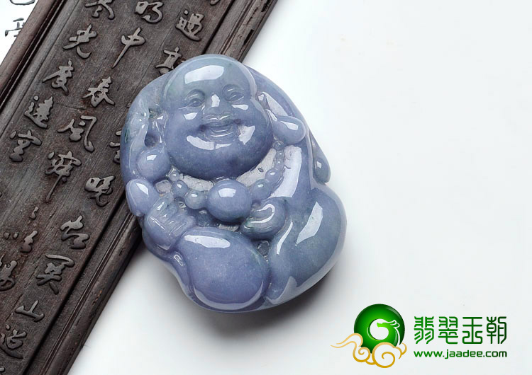 细糯种紫罗兰略飘花缅甸翡翠布袋和尚挂件
