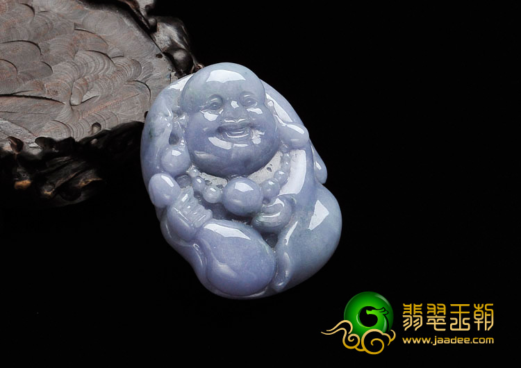 细糯种紫罗兰略飘花缅甸翡翠布袋和尚挂件