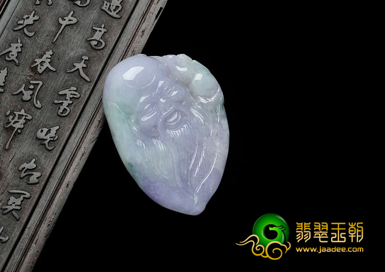 糯冰种春带彩缅甸翡翠寿星头挂件