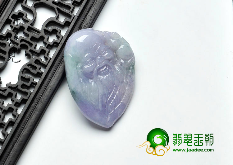 糯冰种春带彩缅甸翡翠寿星头挂件